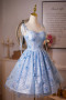 Shop 2026 ANNAKOO Blue Tulle Short A-Line Spaghetti Strap Homecoming Dress Under 149