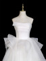 Shop 2025 ANNAKOO A Line Organza White Strapless Ruched Ruffles Wedding Dress Under 175