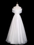 Shop 2025 ANNAKOO A Line Off Shoulder Organza White Ruched Wedding Dress Under 169