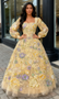 Shop 2026 ANNAKOO Long Sleeve Flower Lace Yellow Tulle Square Prom Dress Under 199