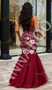 Shop 2025 ANNAKOO Burgundy Floral Lace V Neck Trumpet Mermaid Prom Dress Under 199