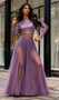 Shop 2026 ANNAKOO Purple Two Piece Sequin & Tulle A Line Long Sleeve Prom Dress Under 168