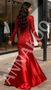 Shop 2026 annakoo Long Sleeve Red Satin Trumpet Mermaid Prom Dress Under 219