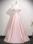 Shop 2026 Annakoo A Line Off Shoulder Satin Pink Ruffles Prom Dress Under 175
