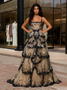 Shop 2026 annakoo Black Champagne Sequin A Line Ruffles Prom Dress Under 399