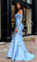 Shop 2026 ANNAKOO Off The Shoulder Beading Blue Trumpet Mermaid Satin Prom Dress Under 299