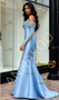 Shop 2026 ANNAKOO Off The Shoulder Beading Blue Trumpet Mermaid Satin Prom Dress Under 299