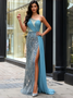 Shop 2026 ANNAKOO One Shoulder Sheath Column Beading Tulle Prom Dress Under 399