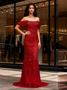 Shop 2026 ANNAKOO Off The Shoulder Burgundy Beading Trumpt Mermaid Prom Dress Under 399