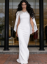Shop 2026 Annakoo White Cape Trumpet Mermaid Beading Satin Prom Dress Under 399