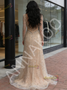 Shop 2026 ANNAKOO Champagne Beading Long Sleeves Tulle Trumpet Mermaid Prom Dress Under 399