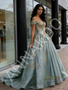 Shop 2026 ANNAKOO Green Off The Shoulder Appliques Ball Gown Tulle Prom Dress Under 799