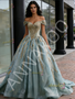 Shop 2026 ANNAKOO Green Off The Shoulder Appliques Ball Gown Tulle Prom Dress Under 799