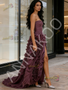 Shop 2026 ANNAKOO Purple Tulle A Line Strapless Ruffles Prom Dress With Slit Under 499