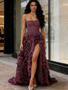 Shop 2026 ANNAKOO Purple Tulle A Line Strapless Ruffles Prom Dress With Slit Under 499