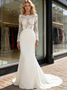 Shop 2026 ANNAKOO Lace Long Sleeve Satin Trumpet Mermiad Wedding Dress Under 249