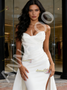 Mermaid Front Slit Sweep Train Wedding Satin Sweetheart Wedding Dress