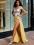 Shop 2026 ANNAKOO Chiffon Cap Sleeve Beading Yellow Corset Prom Dress Under 287