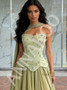 Shop 2026 ANNAKOO Green Beading A Line Sweetheart Satin Prom Dress Under 289