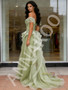 Shop 2026 ANNAKOO Green Off The Shoulder Tulle A Line Ruffles Prom Dress Under 168