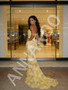 Shop 2026 ANNAKOO Yellow Beading Sweetheart Trumpet Mermaid Lace Prom Dress With Slit Under 189