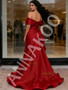 Shop 2026 ANNAKOO Red Off The Shoulder Satin A Line Ruffles Prom Dress With Slit Under 189