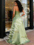 Shop 2026 ANNAKOO Green Strapless A Line Satin Ruched Prom Dress With Slit Under 168