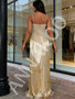 Shop 2026 ANNAKOO Gold Spaghetti Straps Sheath Column Sparkle Prom Dress Under 298