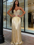 Shop 2026 ANNAKOO Gold Spaghetti Straps Sheath Column Sparkle Prom Dress Under 298