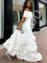 Shop 2026 ANNAKOO Off The Shoulder Satin Trumpet Mermaid Flower Wedding Dress Under 289