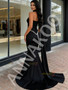Champagne Trumpet Mermaid Satin Shawl Beading Prom Dress