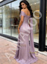 Shop 2026 ANNAKOO Purple Shawl Strapless Satin A Line Prom Dress Under 168