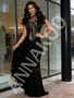 Shop 2026 ANNAKOO Black Jewel See Through Satin Trumpet Mermaid Prom Dress Under 198