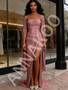 Shop 2026 ANNAKOO Pink Strapless Ruched Sheath Column Shawl Prom Dress With Slit Under 239