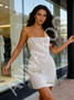 Shop 2026 ANNAKOO Sheath Column Short Mini Pearls Strapless White Prom Dress Under 199