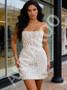 Shop 2026 ANNAKOO Sheath Column Short Mini Pearls Strapless White Prom Dress Under 199