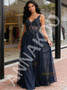 Shop 2026 ANNAKOO Navy Blue Tulle V Neck A Line Appliques Prom Dress Under 168