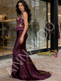 Shop 2026 ANNAKOO Purple Halter Print Sequin Trumpet Mermaid Prom Dress Under 259