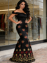 Shop 2026 ANNAKOO Black Embroidery Off The Shoulder Trumpet Mermaid Prom Dress Under 249