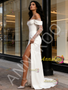 Shop 2026 ANNAKOO White Off The Shoulder Chiffon Lace A Line Wedding Dress With Slit Under 169