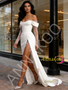 Shop 2026 ANNAKOO White Off The Shoulder Chiffon Lace A Line Wedding Dress With Slit Under 169