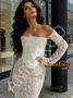 Shop 2026 ANANKOO Long Sleeve Strapless Beading Tulle Trumpet Mermaid Wedding Dress Under 289