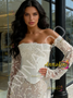 Shop 2026 ANANKOO Long Sleeve Strapless Beading Tulle Trumpet Mermaid Wedding Dress Under 289