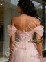 Shop 2026 ANNAKOO Pink Off The Shoulder Flower A Line Sparkle Prom Dress Under 178