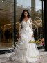 Long Sleeve V Neck Trumpet Mermaid Appliques Tulle Wedding Dress