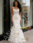 Straps Square Trumpet Mermaid Tulle Appliques Wedding Dress