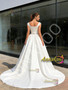 Shop 2026 ANNAKOO Square Beading A Line Belt Short Sleeve Satin Wedding Dress Under 289
