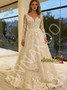 Shop 2026 ANNAKOO Long Sleeve V Neck A Line Tulle Appliques Wedding Dress Under 289
