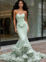  Shop 2026 ANNAKOO Sweetheart Corset Satin Green Trumpet Mermaid Flower Prom Dress Under 399