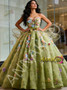 Shop 2026 ANNAKOO Green Flower Tulle A Line Sweetheart Pricess Prom Dress Under 299